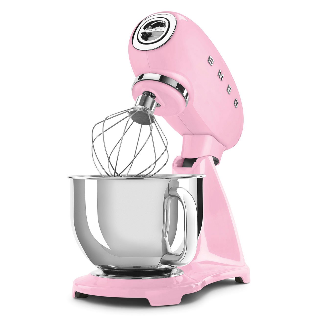 Impastatrice Smeg rosa SMF03PKEU con frusta e ciotola