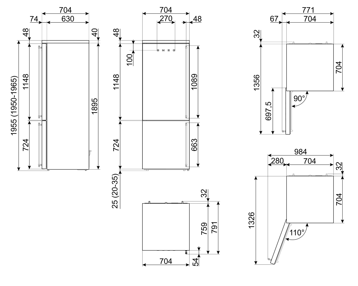FA8005 cerniere a sinistra disegno tecnico