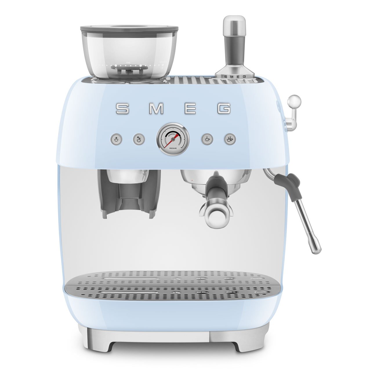 EGF03PBEU Macchina per caffè espresso manuale con macinacaffè integrato azzurra