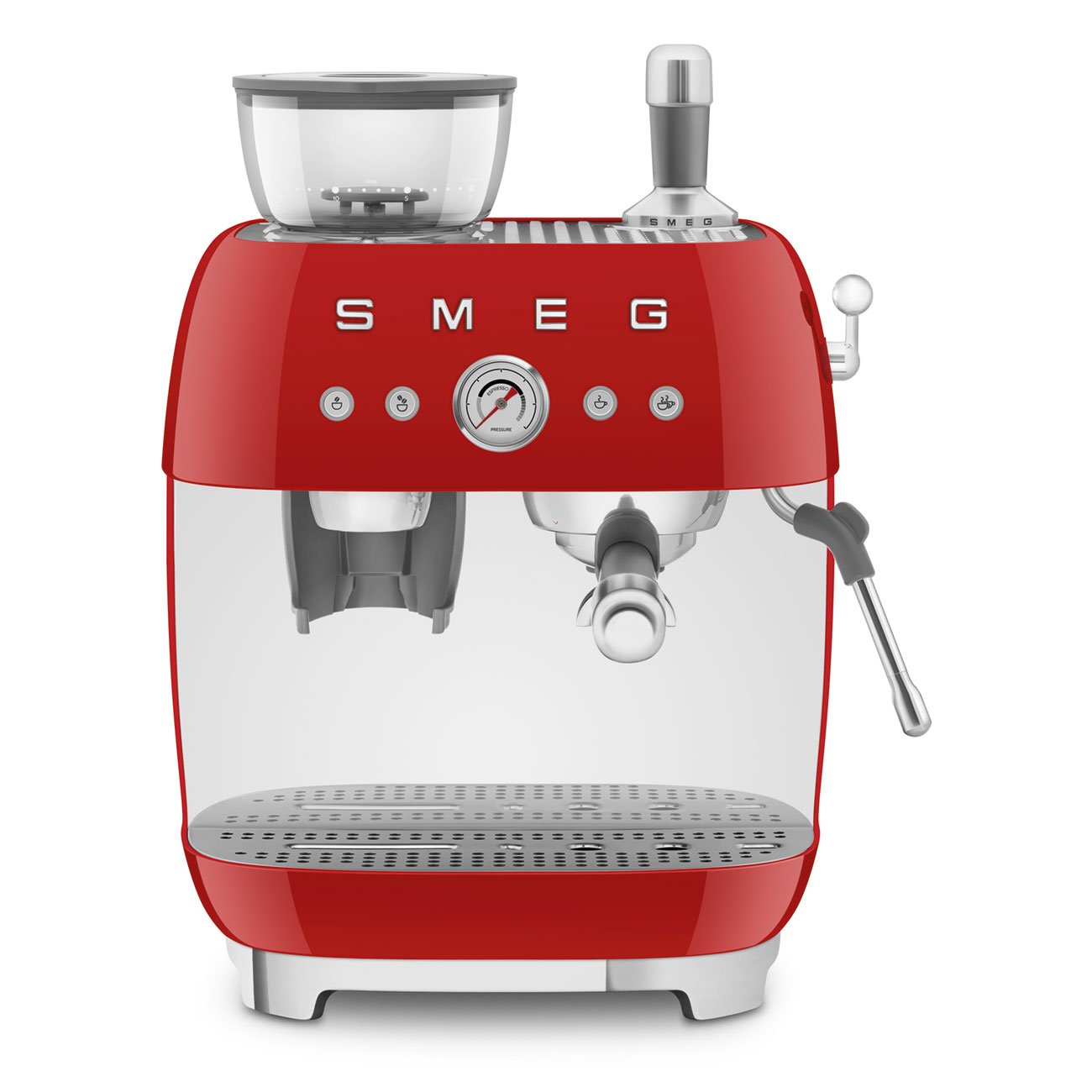 EGF03RDEU Macchina per caffè espresso manuale con macinacaffè integrato rossa