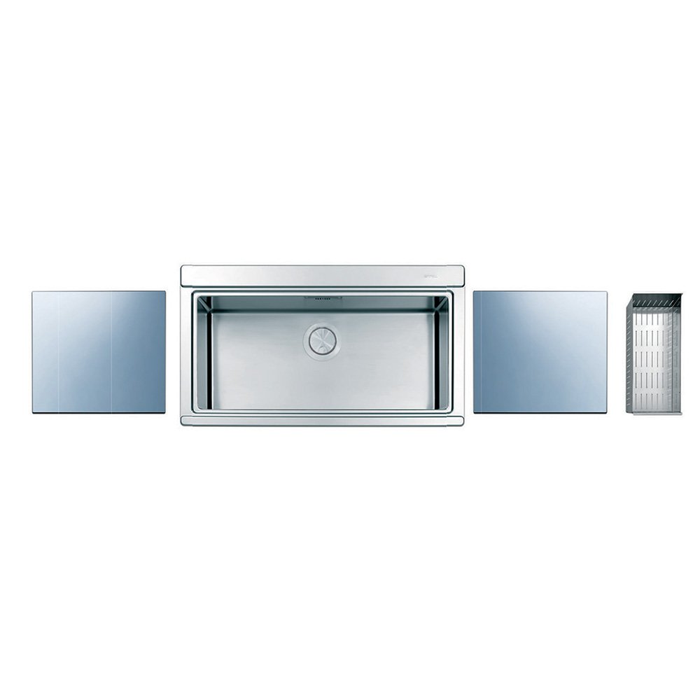 Apell SAG901KIT - Lavello 90x51 a 1 vasca con coperture in vetro - Serie Eleganza