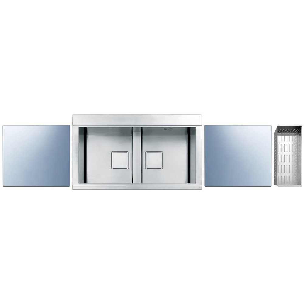 Apell PD862IKITW lavello 2 vasche in acciaio inox con copertura in vetro silver