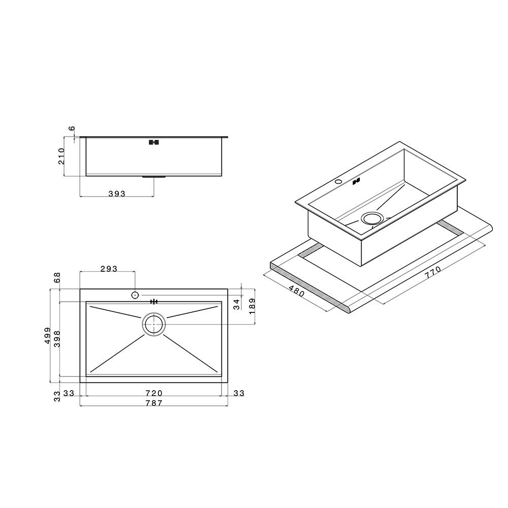 Apell SQ72ISC - Lavello Acciaio inox a 1 vasca - Serie Amalthea - immagine 2