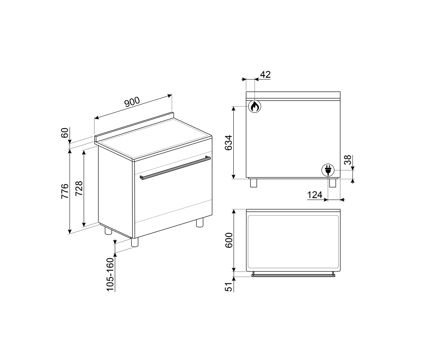 Cucina CX90GM disegno tecnico