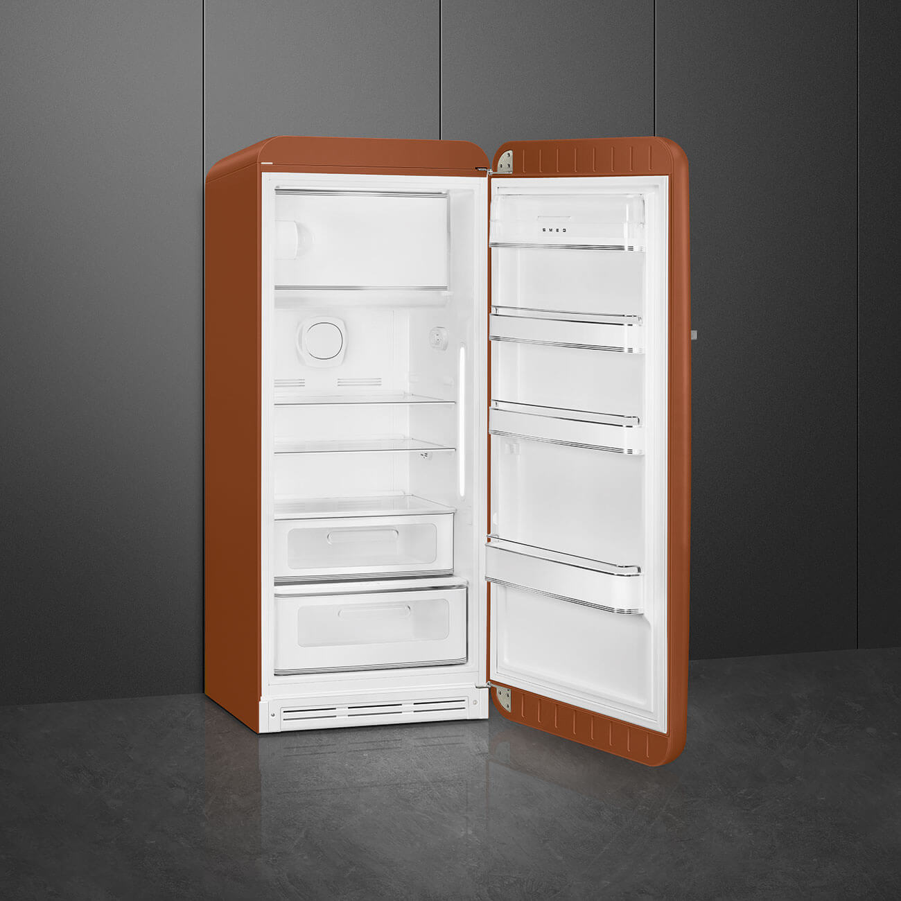 Smeg FAB28RDRU6 Frigorifero rust opaco aperto