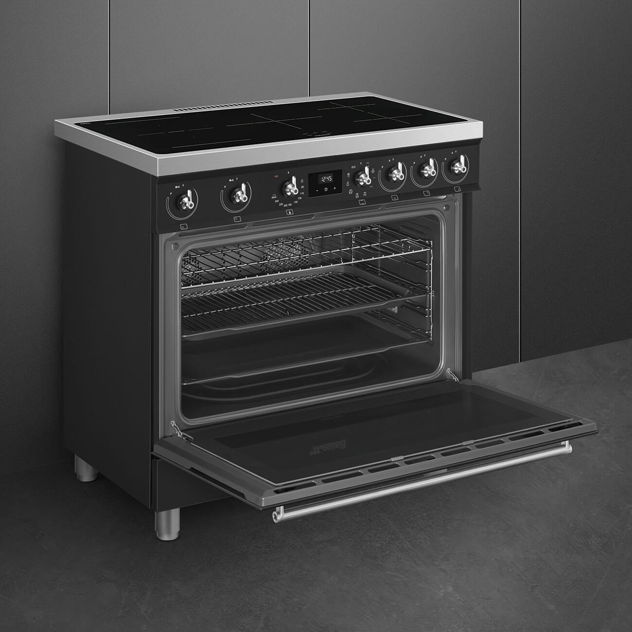 Cucina Smeg C9IMMB2 nera aperta