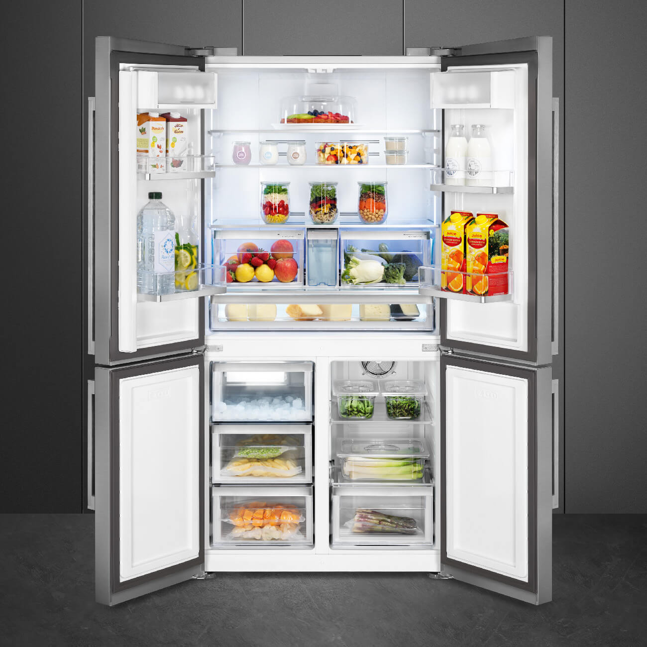 Smeg FQ60XDAIE frigorifero aperto pieno