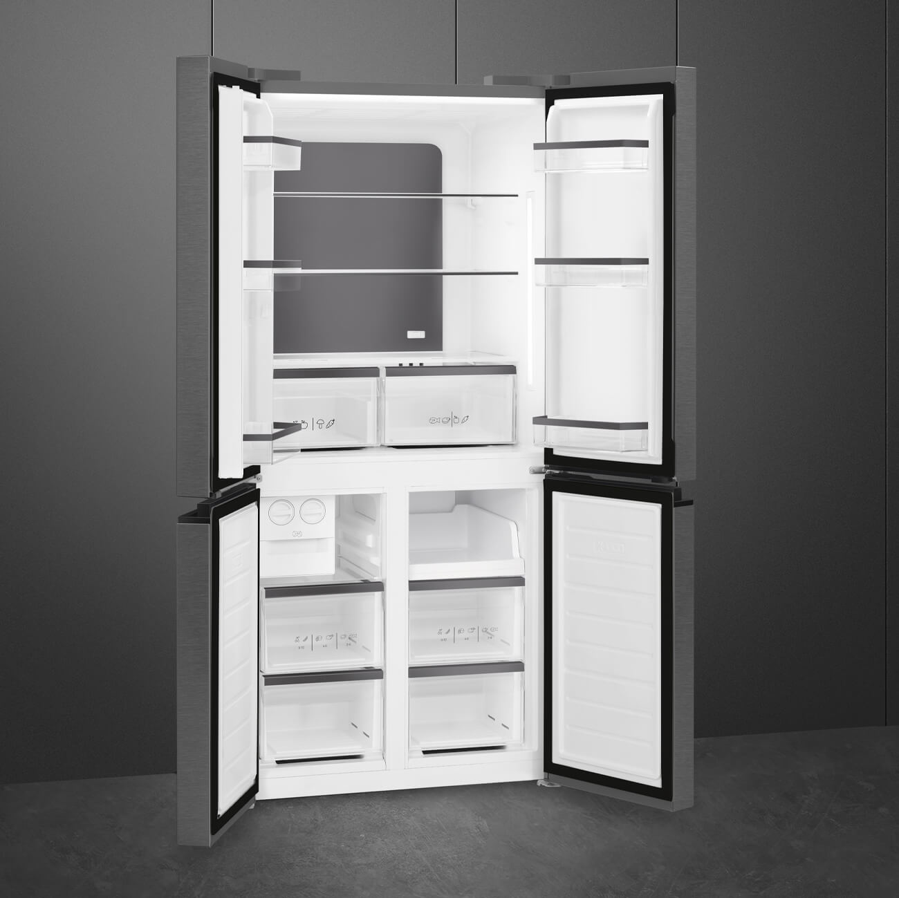 FQI48KD frigo Inox aperto