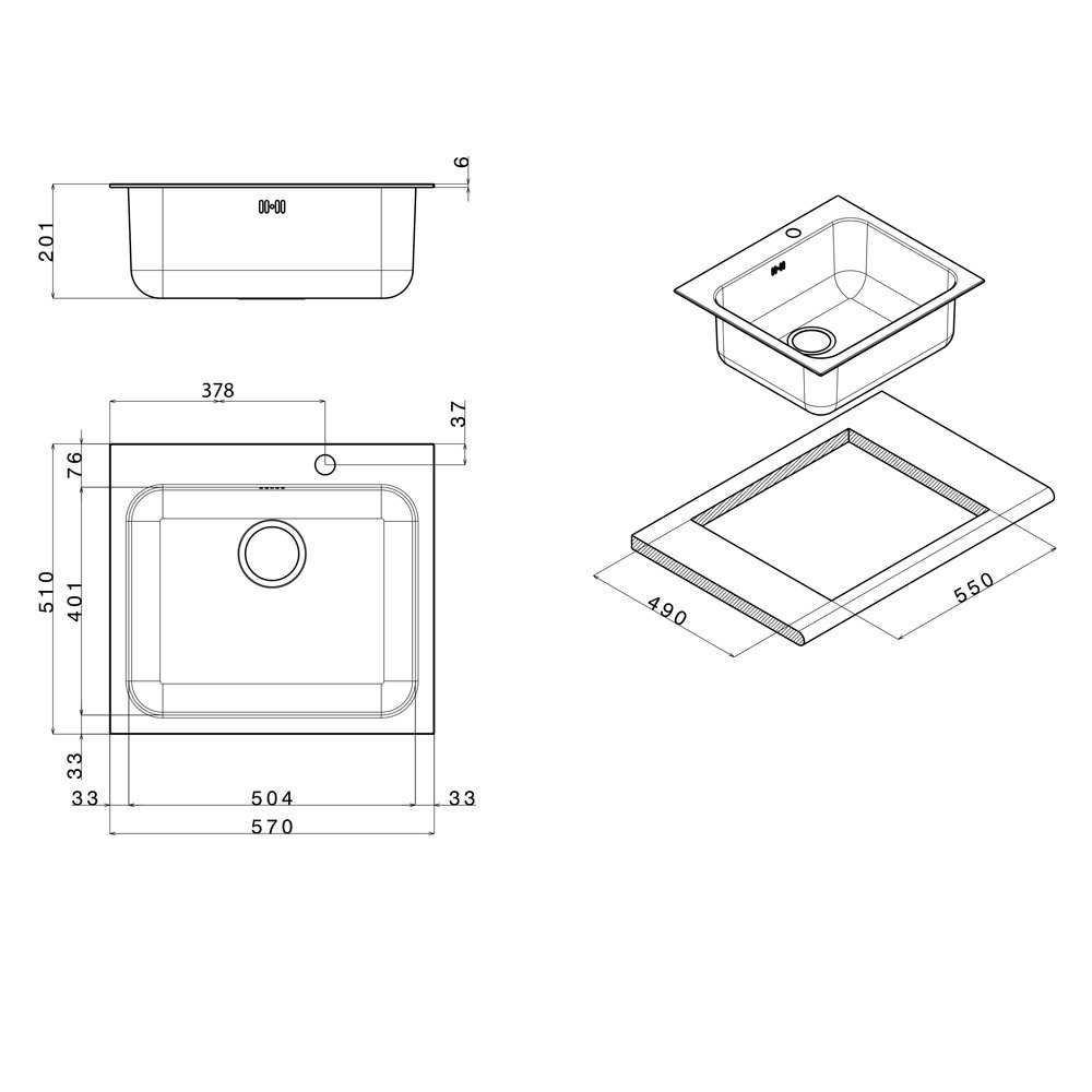 Lavello Apell TOG571IBC Torino Premium, 1 vasca - Acciaio inox - immagine 2