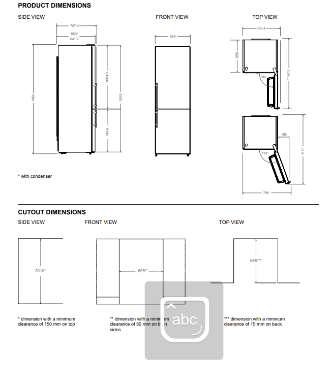 Bertazzoni RBM60F4FXNC disegno tecnico